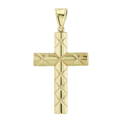 3.25" Cross Jesus Crucifix Pendant Charm Diamond Cut 10K Yellow Gold - bayamjewelry