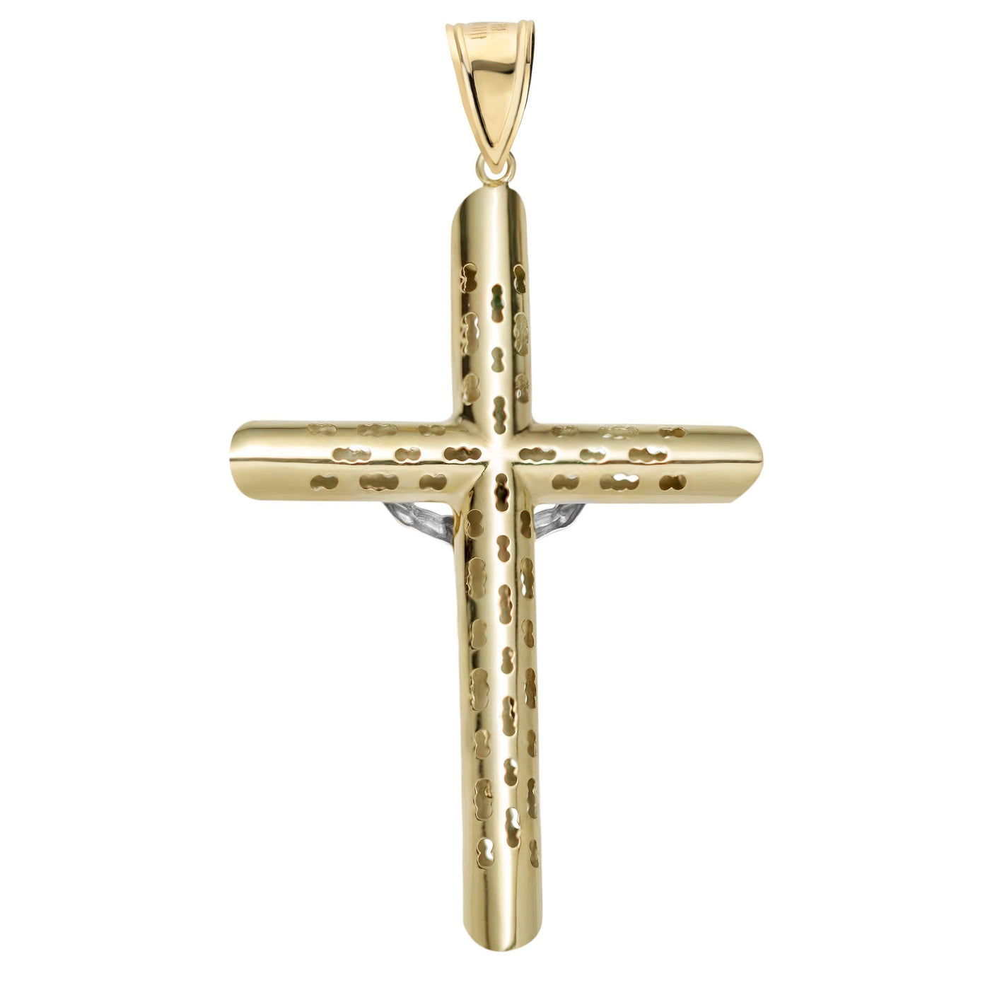 3.25" Filigree Jesus Christ Crucifix Cross Pendant Charm 10K Yellow Gold - bayamjewelry