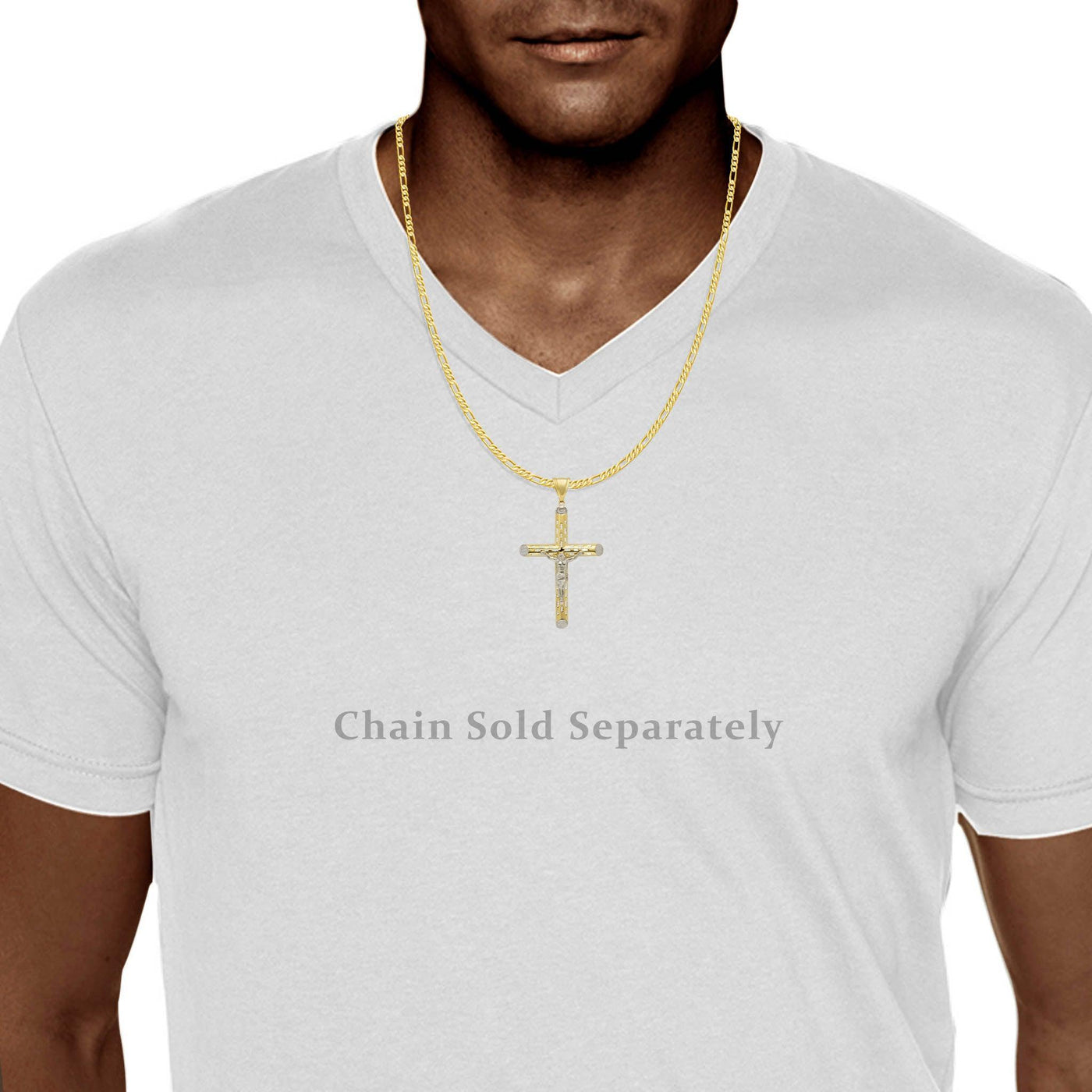 3.25" Filigree Jesus Christ Crucifix Cross Pendant Charm 10K Yellow Gold - bayamjewelry