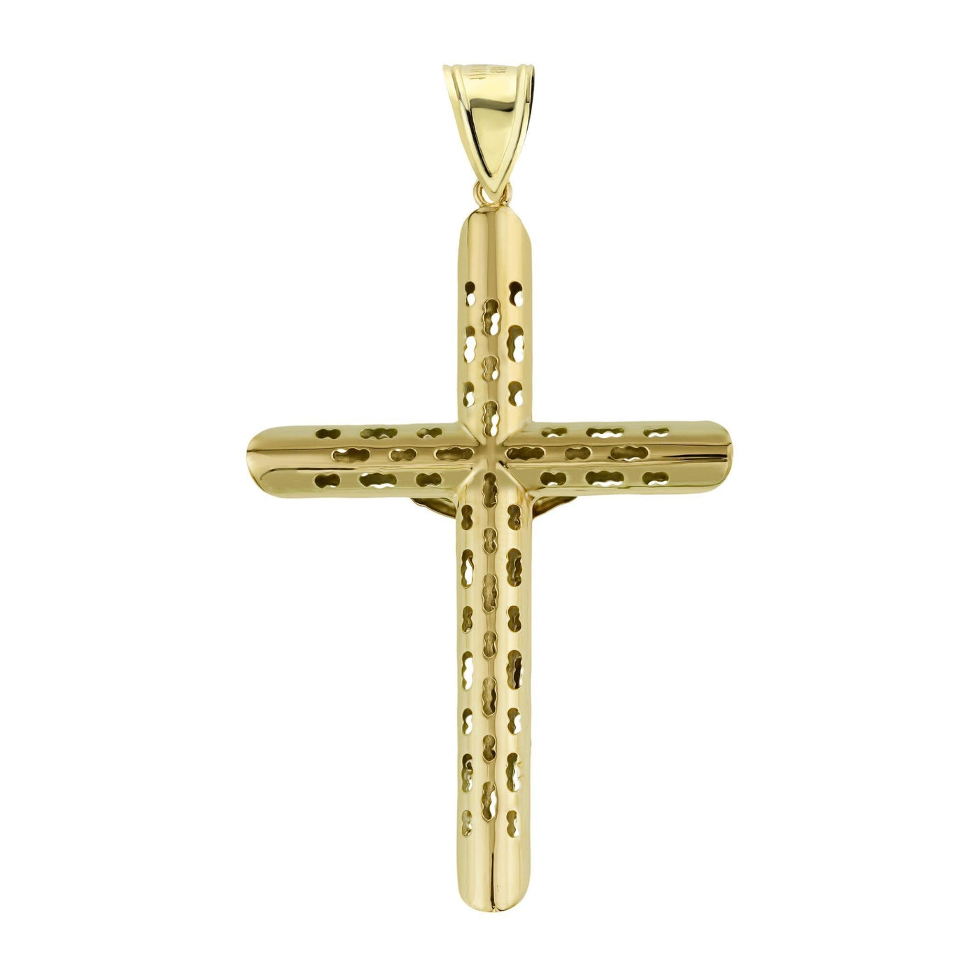 3.25" Huge Jesus Crucifix Cross Filigree Pendant 10K Yellow Gold - bayamjewelry
