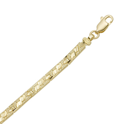 3.5mm Women's Nugget Rectangle Link Bracelet 10K Yellow Gold - bayamjewelry