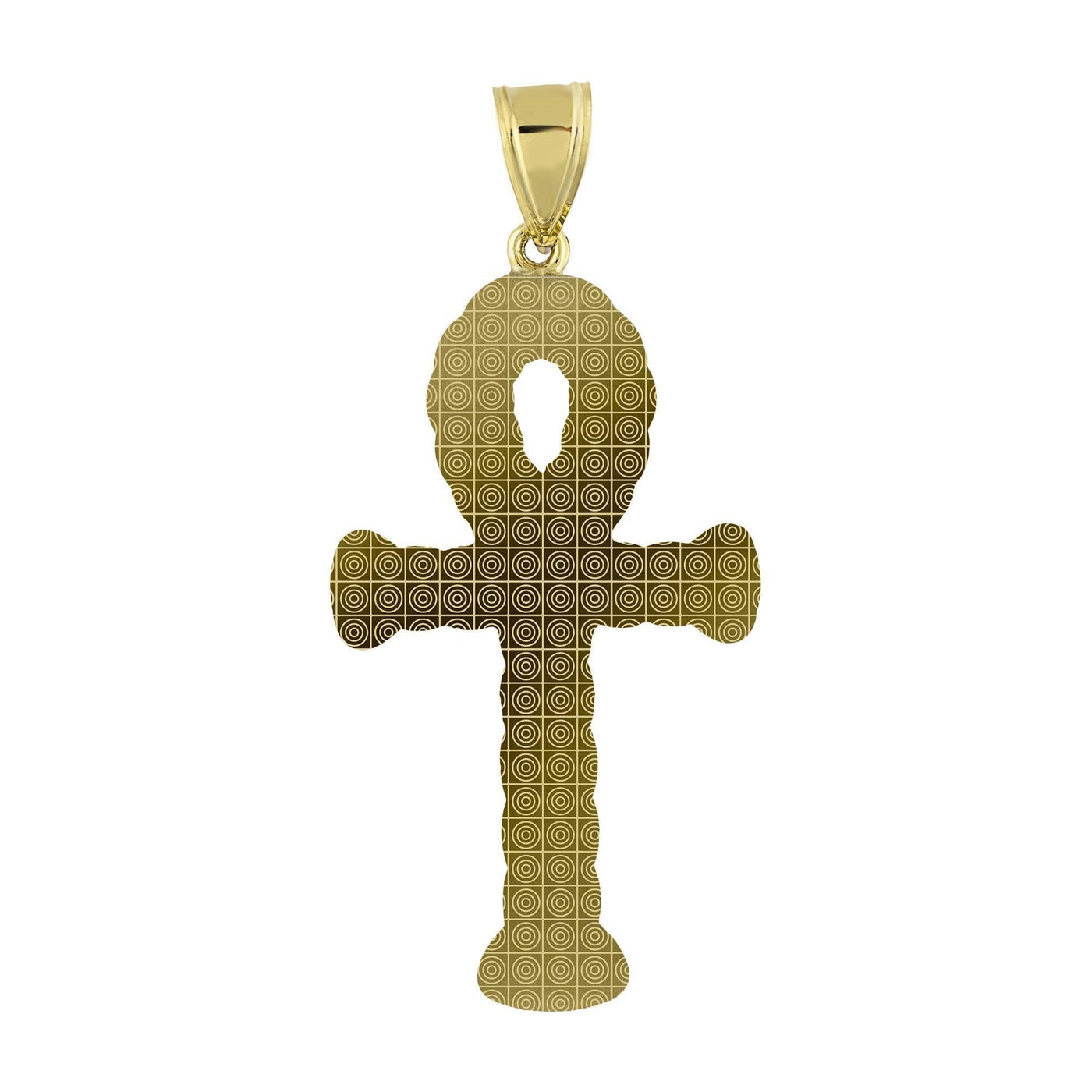 3" Huge Ankh Cross Jesus Pendant Charm Diamond Cut 10K Yellow Gold - bayamjewelry