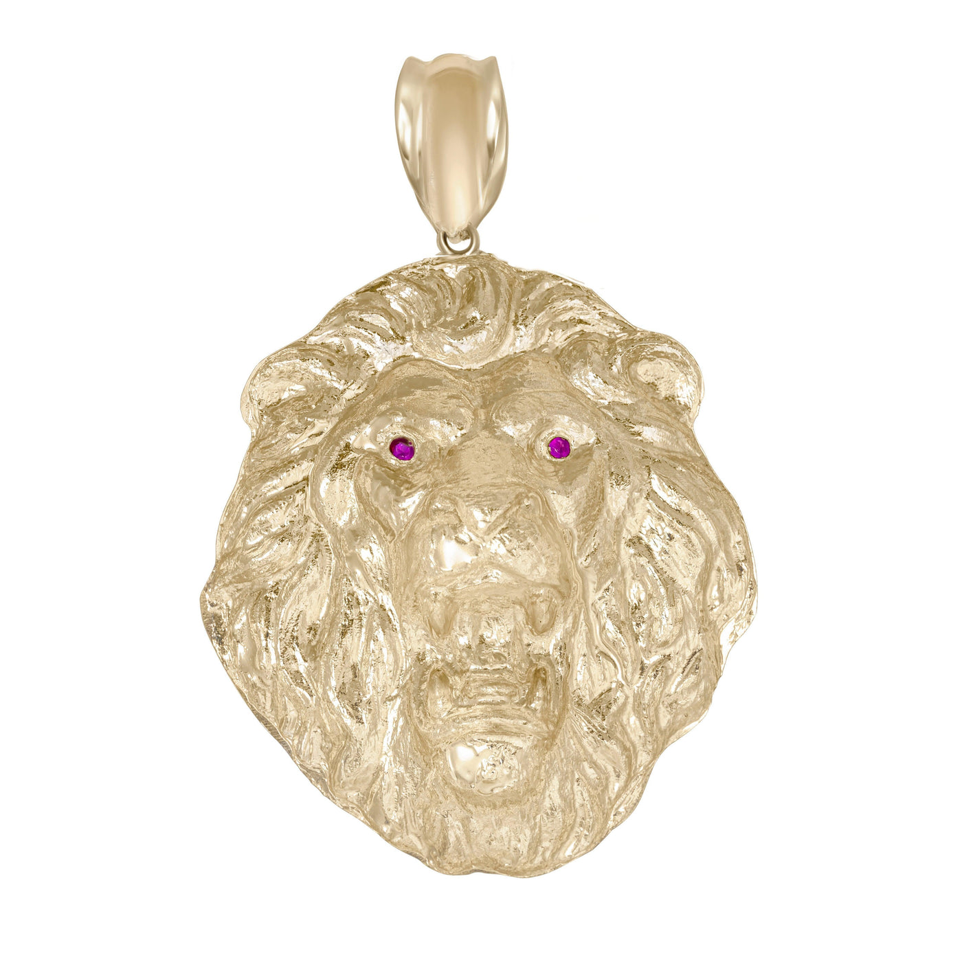 3" Huge CZ Diamond-Cut Roaring Lion Pendant Solid 10K Yellow Gold - bayamjewelry