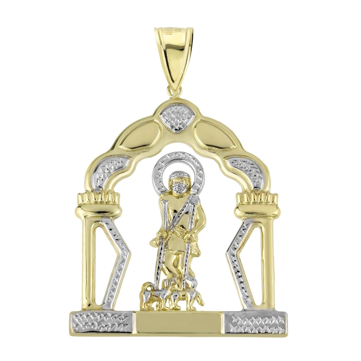 3" Saint Lazarus Jesus Pendant Diamond Cut 10K Yellow Gold - bayamjewelry