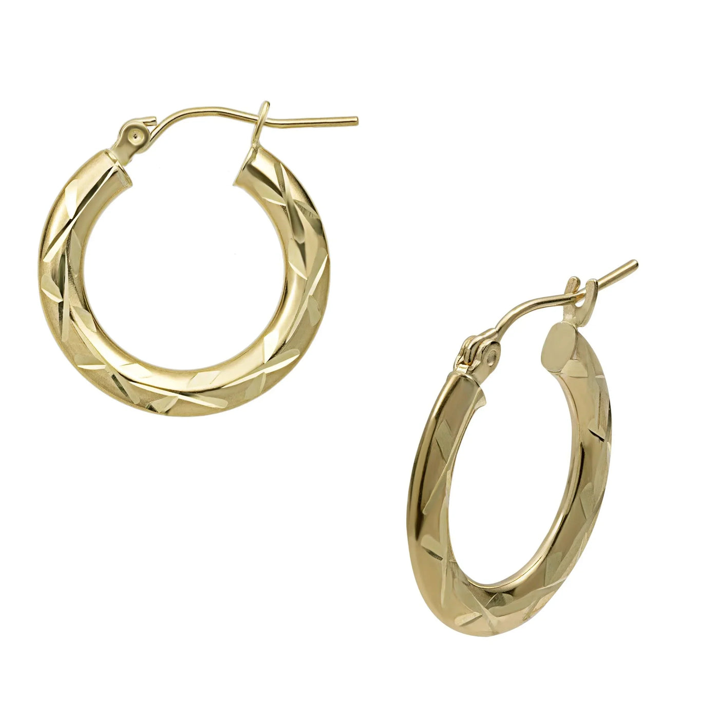 3/4" Diamond Cut Hoop Earrings 10K Yellow Gold - bayamjewelry