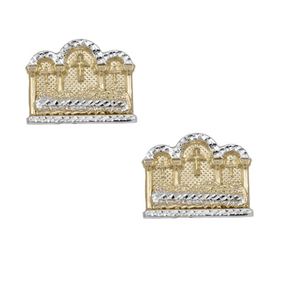 3/4" Diamond Cut Last Supper Stud Earrings 10K Yellow Gold - bayamjewelry