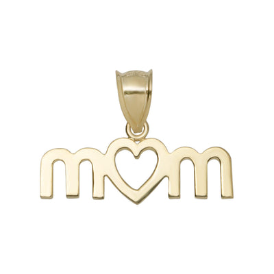 3/4" Mom Heart Pendant Solid 10K Yellow Gold - bayamjewelry