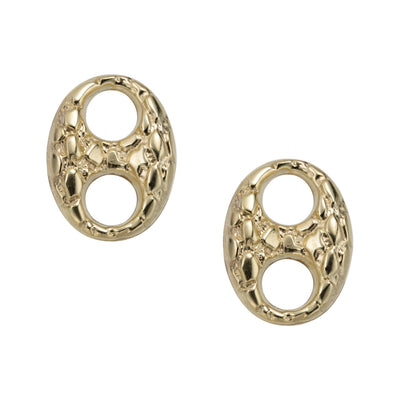 3/4" Women's Nugget Puffed Gucci Link Stud Earrings 10K Yellow Gold - bayamjewelry