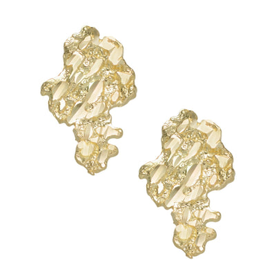 3/4" Women's Nugget Stud Earrings Solid 10K Yellow Gold - bayamjewelry