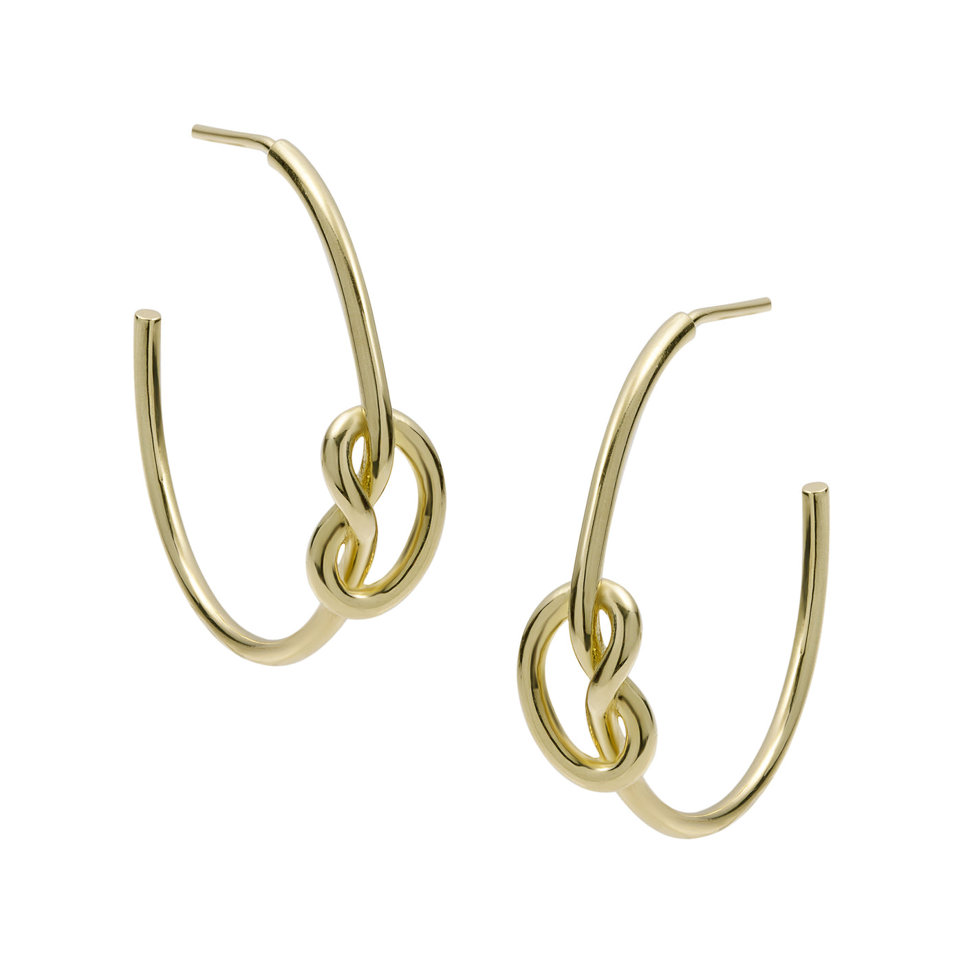 Knot Rosetta Half Open Hoop Earrings 10K Yellow Gold