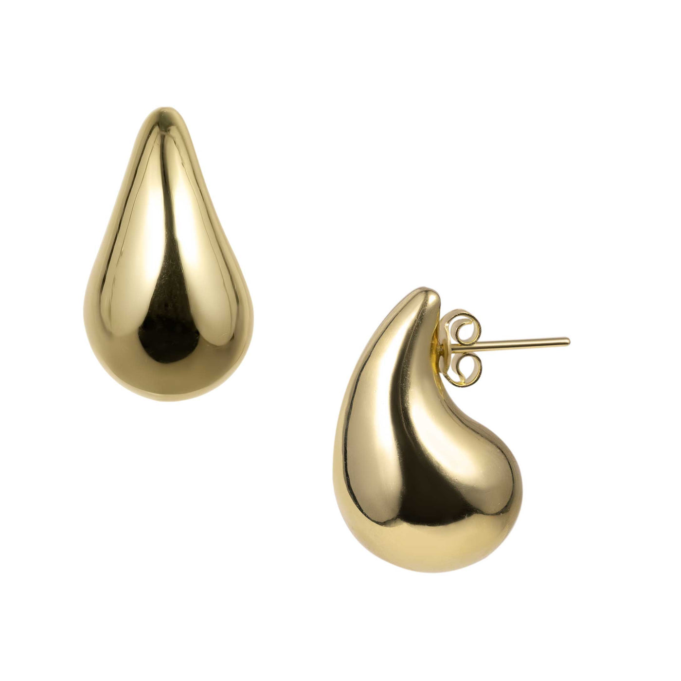 Women's Chunky Teardrop Stud Earrings 10K Yellow Gold