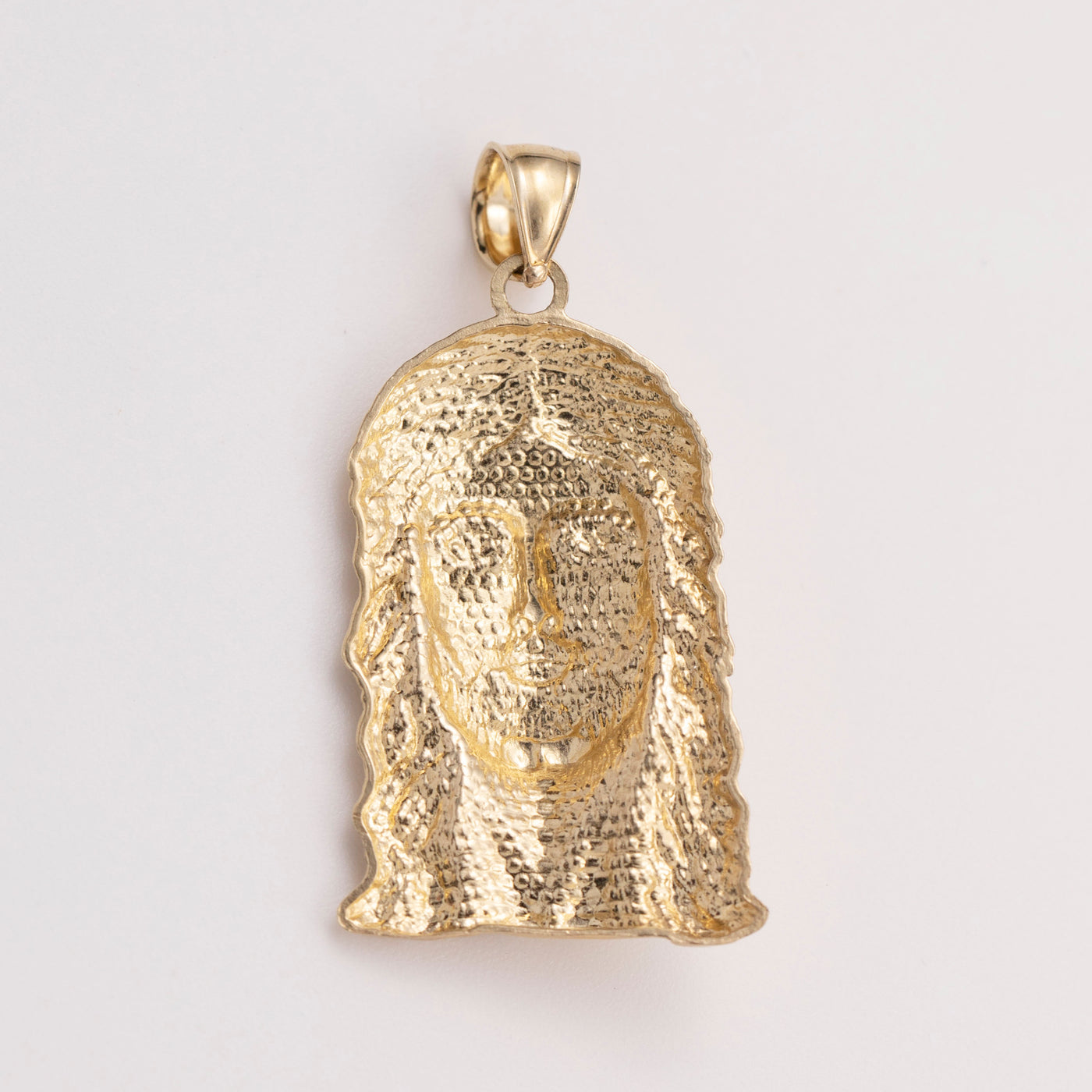 1 1/2" Diamond-Cut Face of Jesus Pendant Solid 10K Yellow Gold