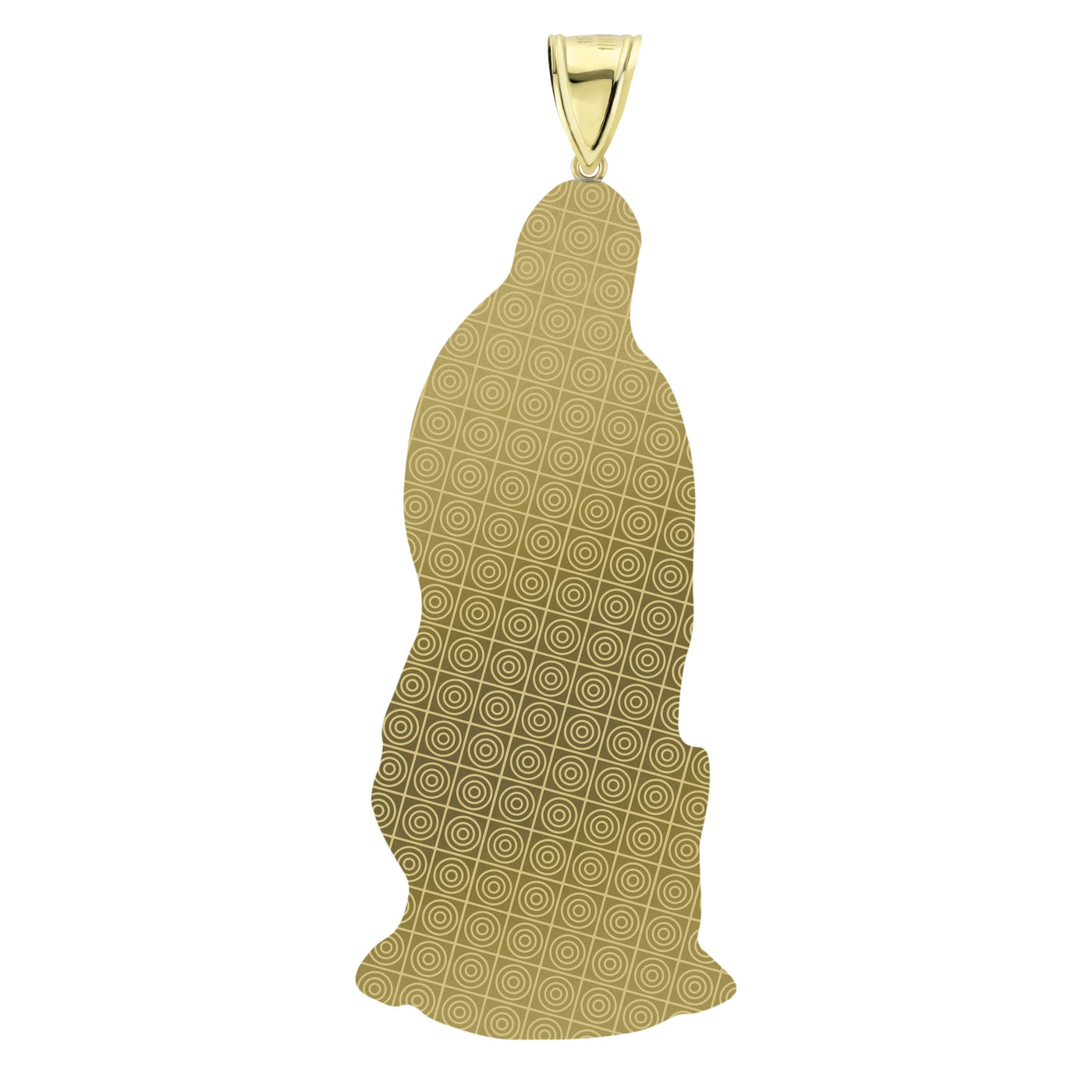 4 1/2" Lady Guadalupe Virgin Mary Pendant Diamond Cut 10K Yellow Gold - bayamjewelry