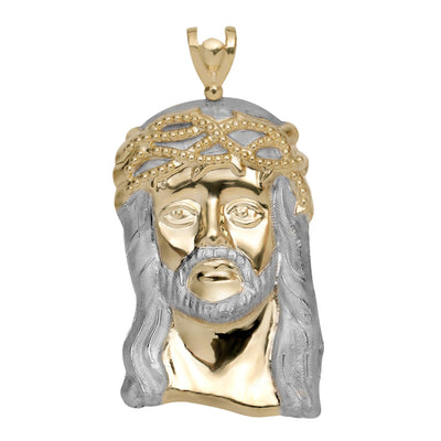 4" Huge Jesus Head Charm Pendant 10K Yellow Gold - bayamjewelry