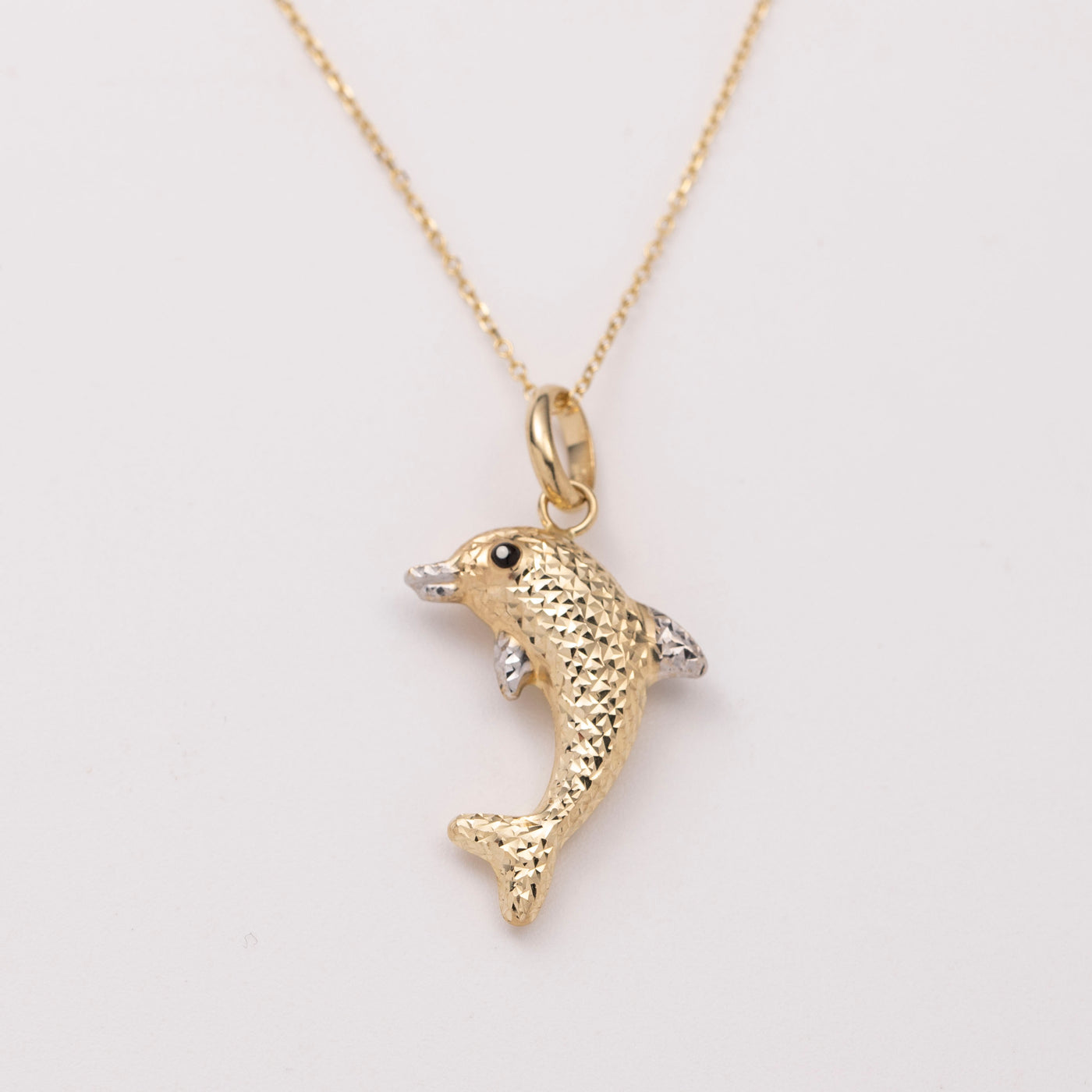 Reversible Dolphin Necklace 14K Yellow Gold