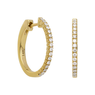 Women's Diamond Huggie Hoop Earrings 14K Gold