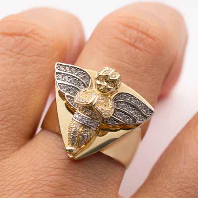CZ Angel CZ Ring Solid 10K Yellow Gold