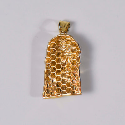 1 1/2" Two-Tone Face of Jesus Pendant 14K Yellow Gold