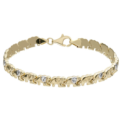 5.5mm Diamond Cut Elephant Stampato Bracelet 10K Yellow White Gold - bayamjewelry