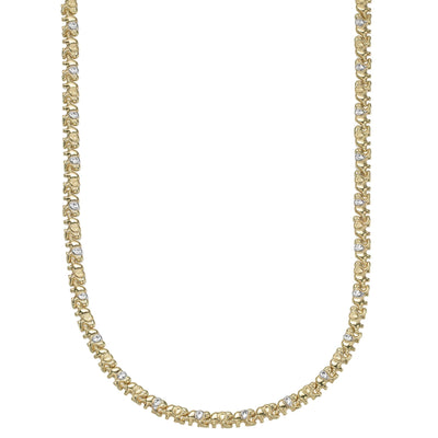 5.5mm Diamond Cut Elephant Stampato Necklace 10K Yellow White Gold - bayamjewelry