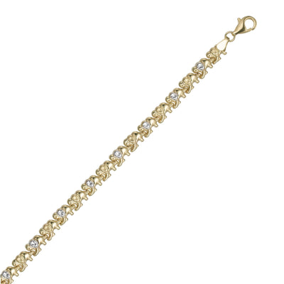 5.5mm Diamond Cut Elephant Stampato Necklace 10K Yellow White Gold - bayamjewelry