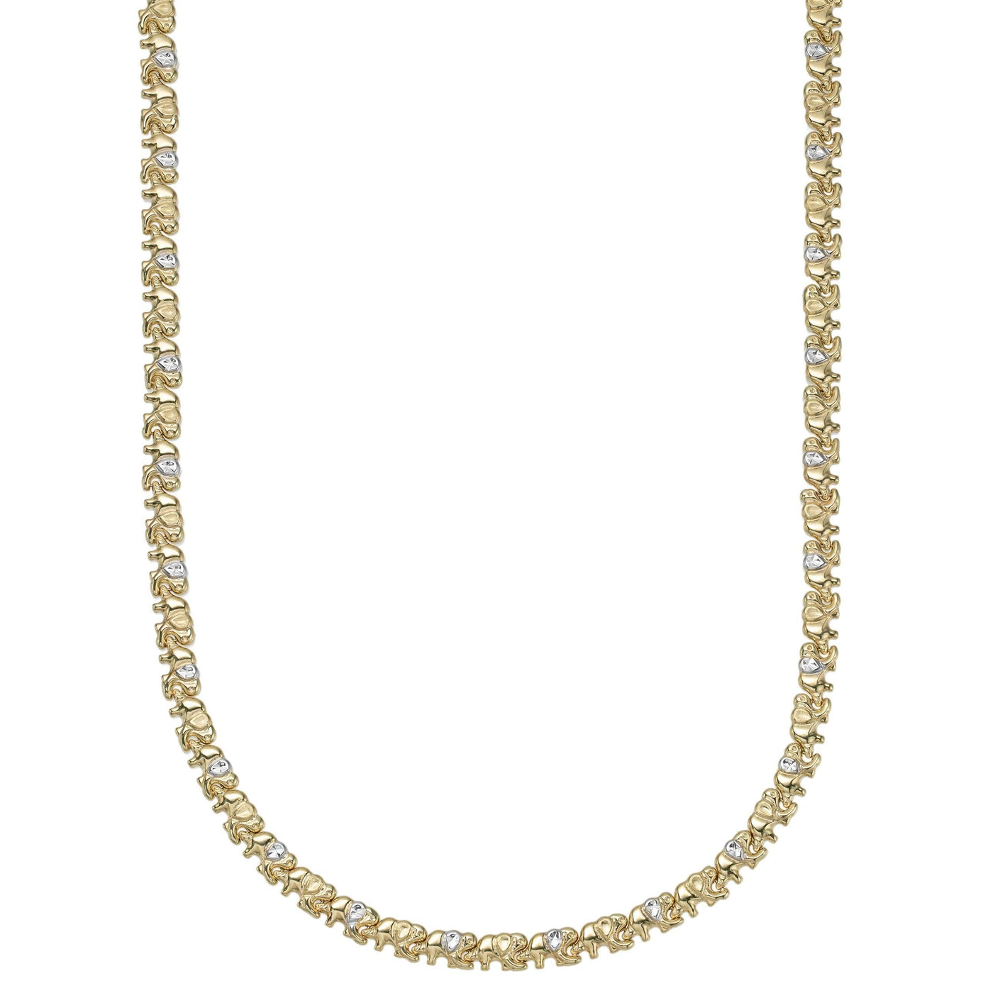 5.5mm Diamond Cut Elephant Stampato Necklace 14K Yellow White Gold - bayamjewelry