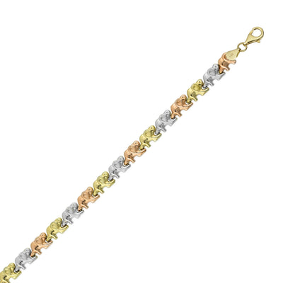5.5mm Elephant Stampato Bracelet 14K Tri-Color Gold - bayamjewelry