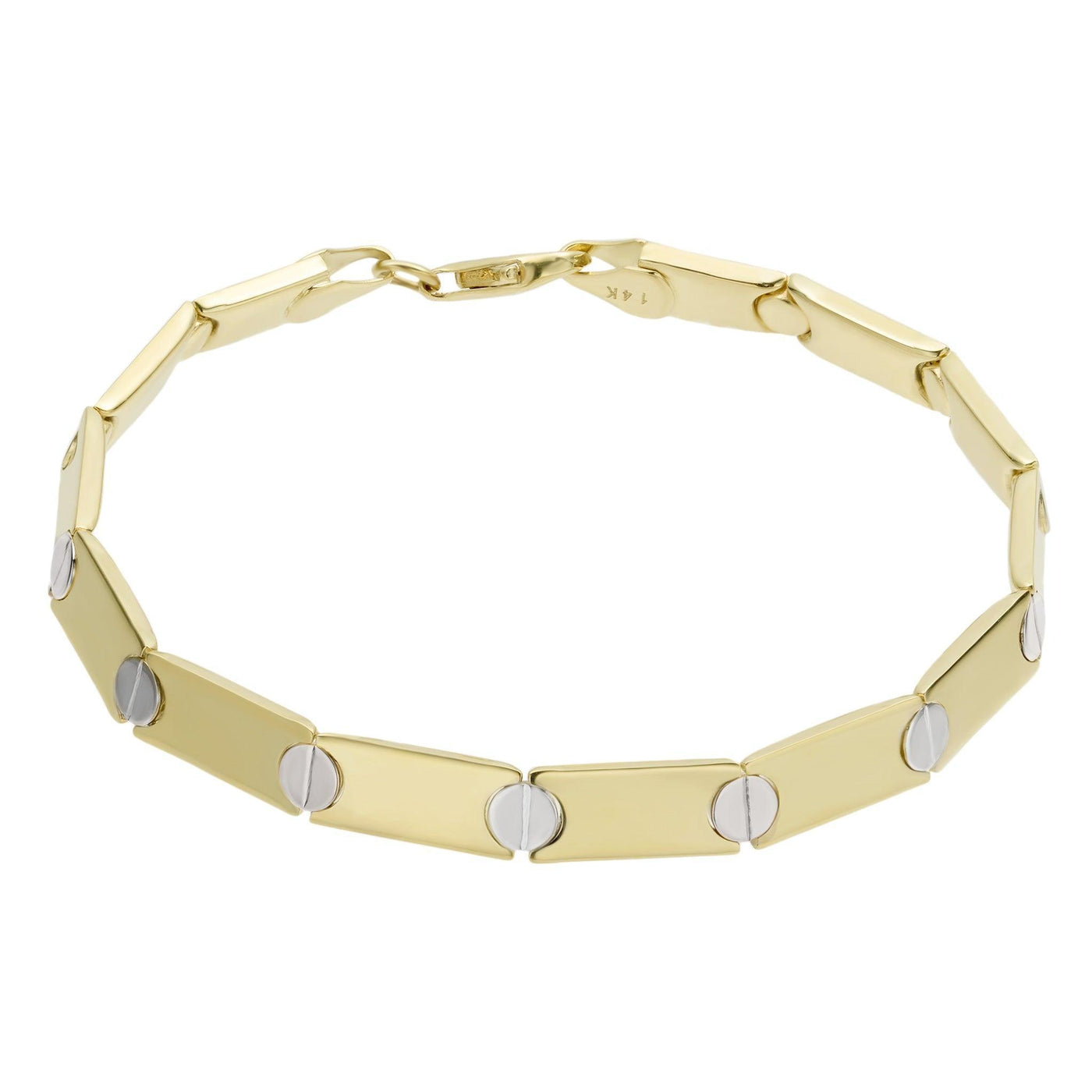 5.5mm Reversible Screw Link Design Bracelet 10K Yellow White Gold - bayamjewelry