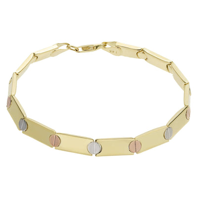 5.5mm Reversible Screw Link Design Bracelet 14K Tri-Color Gold - bayamjewelry