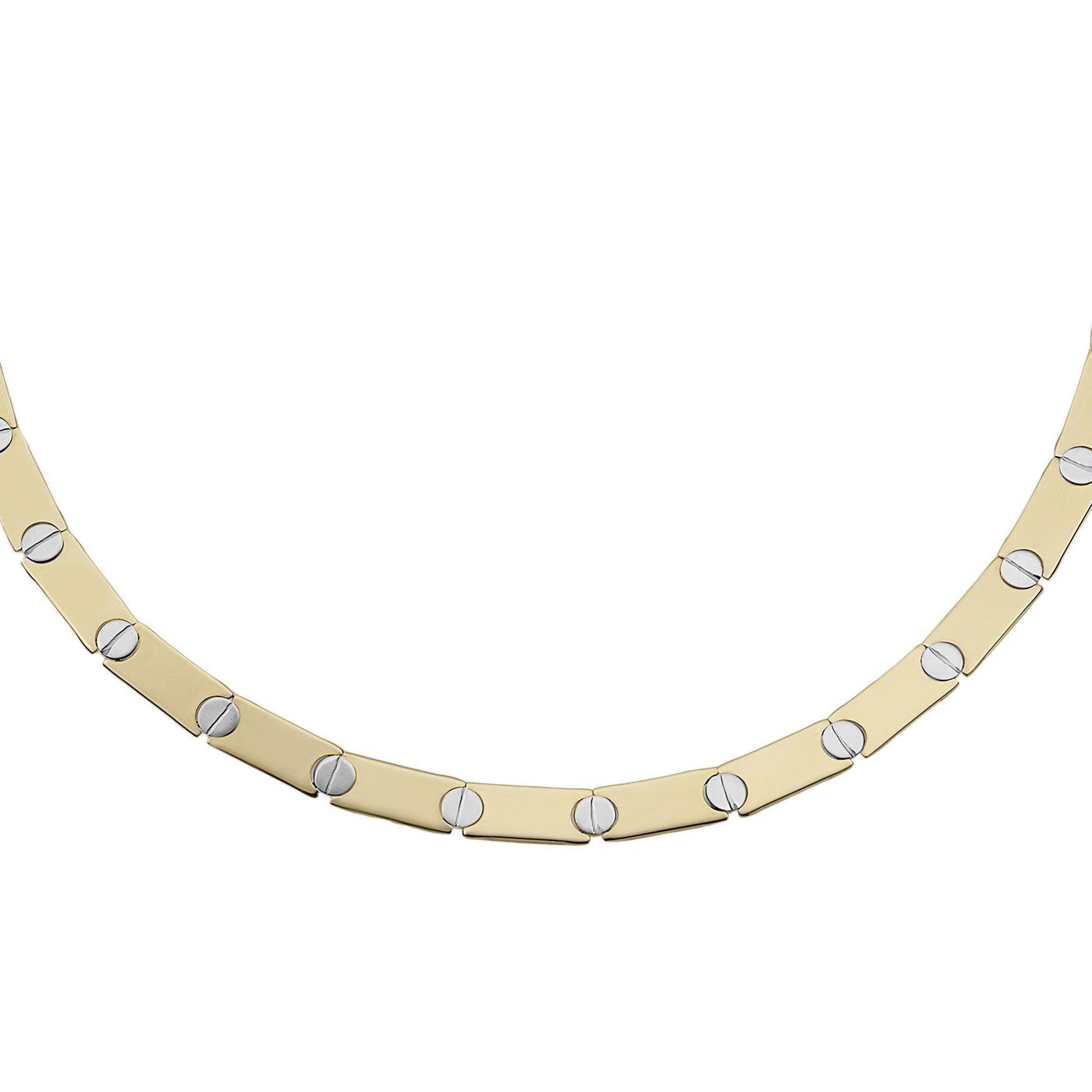 5.5mm Reversible Screw Link Design Necklace 10K Yellow White Gold - bayamjewelry