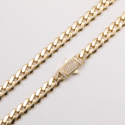 7mm Miami Cuban Link Chain Necklace 10K Yellow Gold