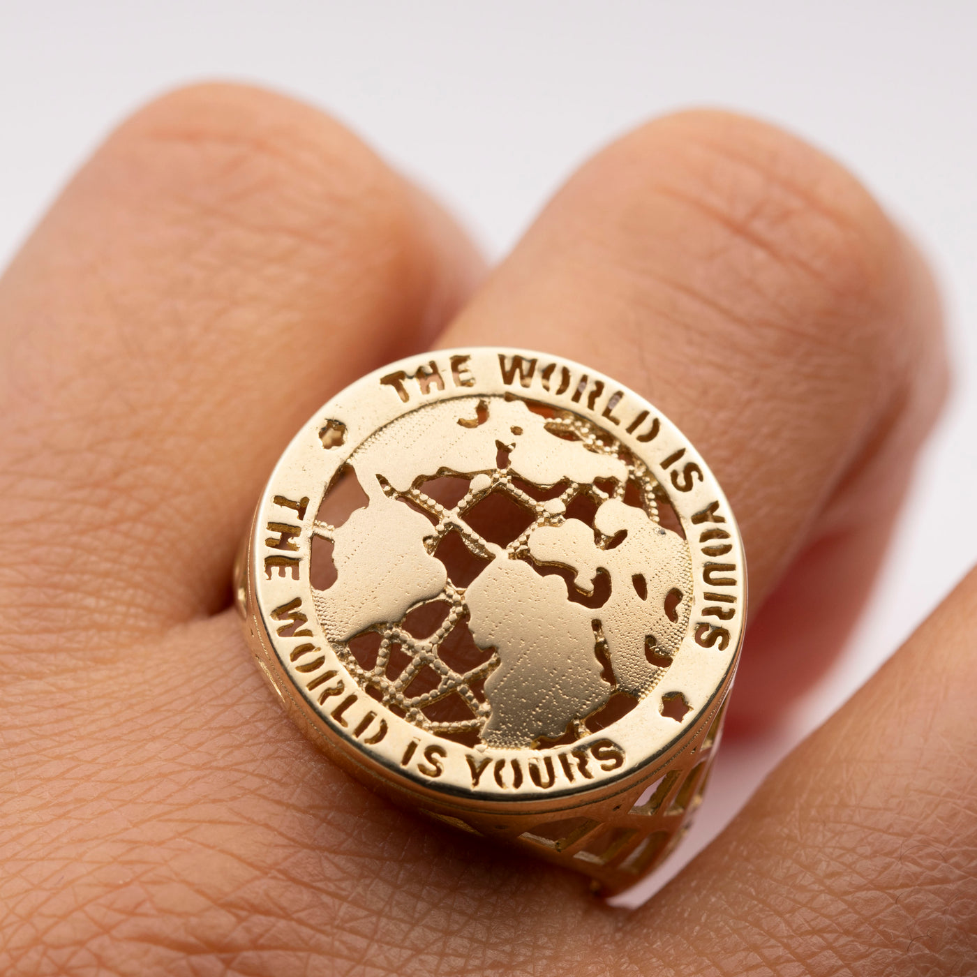 Men's "The World is Yours" Ring 10K Yellow Gold