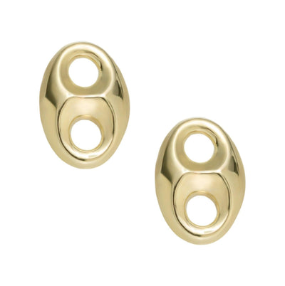 5/8" Puffed Gucci Link Stud Earrings Solid 10K Yellow Gold - bayamjewelry