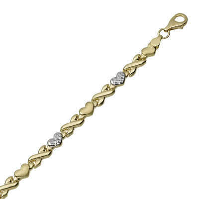 5mm Diamond-Cut Hearts & Kisses Stampato Necklace 14K Yellow White Gold - bayamjewelry