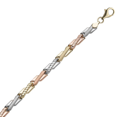 5mm Diamond Cut Kisses Stampato Bracelet 14K Tri-Color Gold - bayamjewelry