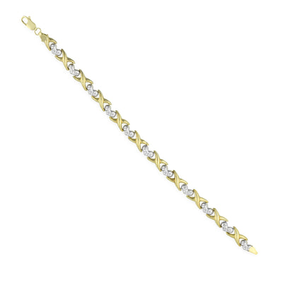 6.5mm Diamond Cut Heart & Kisses Bracelet 10K Yellow White Gold - bayamjewelry