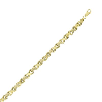 6.5mm Diamond Cut Hearts and Kisses Stampato Necklace 10K Yellow Gold - bayamjewelry