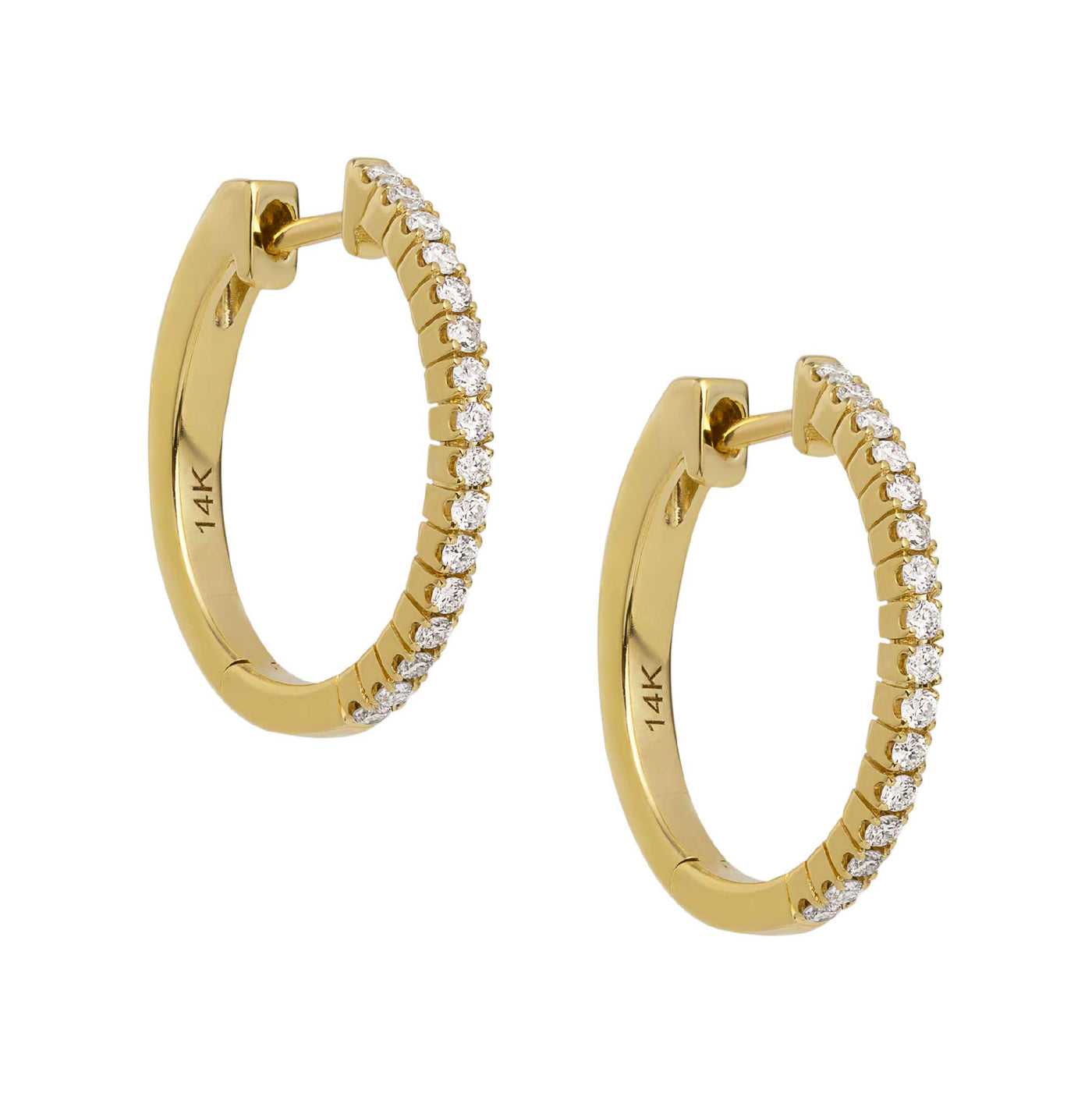 Women's Diamond Huggie Hoop Earrings 14K Gold