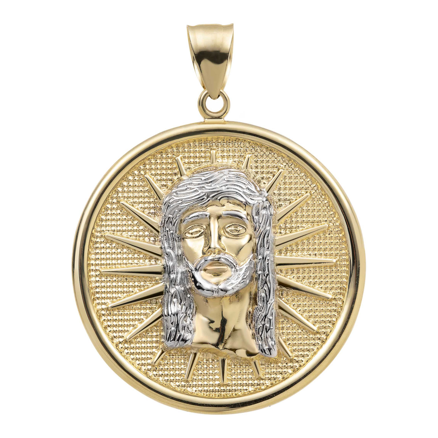 2" Jesus Medallion Pendant 10K Yellow Gold