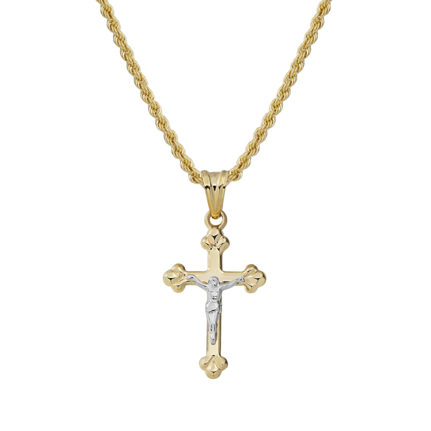 1 3/8" Crucifix Jesus Cross Pendant Necklace 10K Yellow Gold
