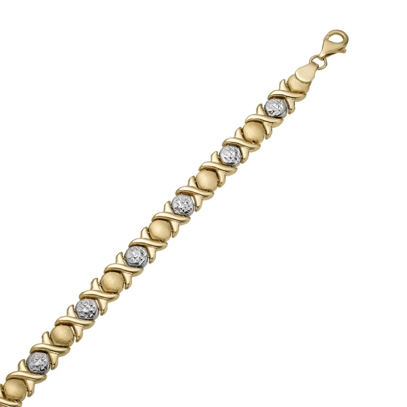 7 3/4" Diamond Cut Hugs & Kisses Bracelet 10K ALL Yellow Gold - bayamjewelry