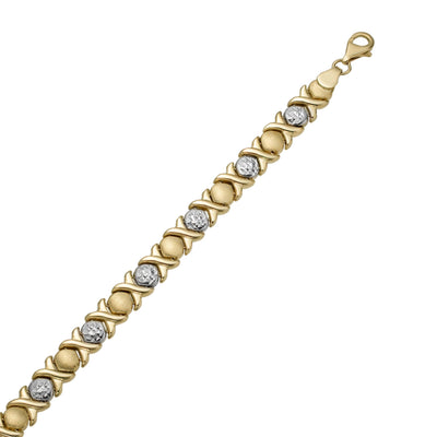 7 3/4" Diamond Cut Hugs & Kisses Bracelet 10K ALL Yellow Gold - bayamjewelry