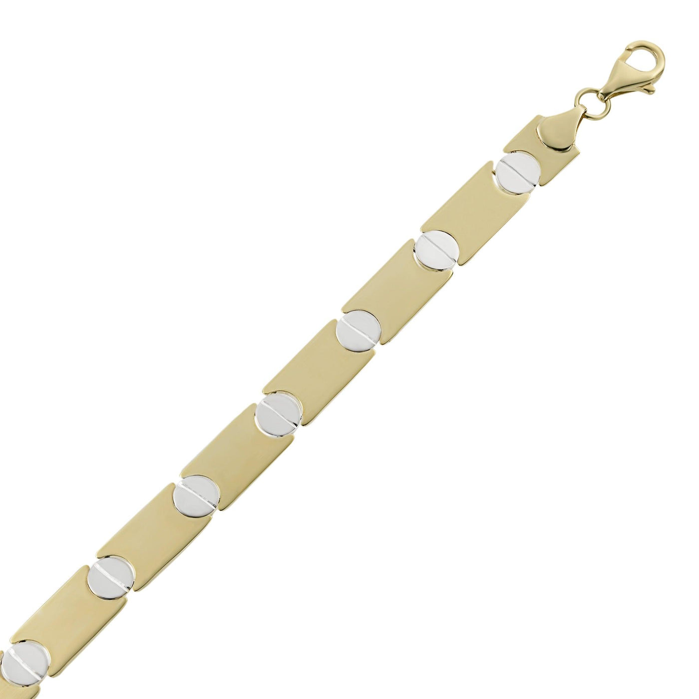 7.5mm Reversible Screw Link Design Bracelet 10K Yellow White Gold - bayamjewelry