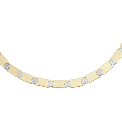7.5mm Reversible Screw Link Design Necklace 10K Yellow White Gold - bayamjewelry