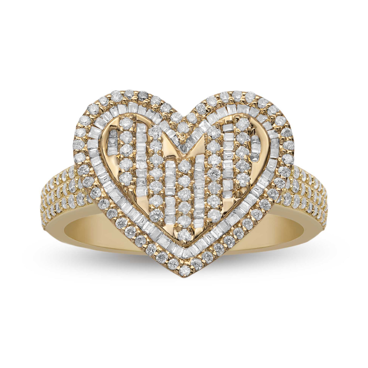 Women's Baguette Diamond Heart Ring 1.27ct 14K Gold