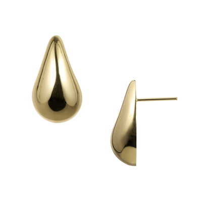 Women's Shiny Teardrop Stud Earrings 10K Yellow Gold