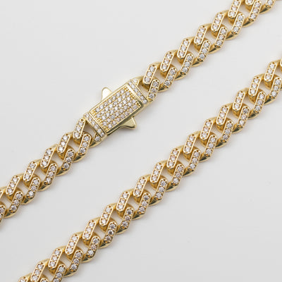 Iced Out Cuban Link Chain 10K Yellow Gold
