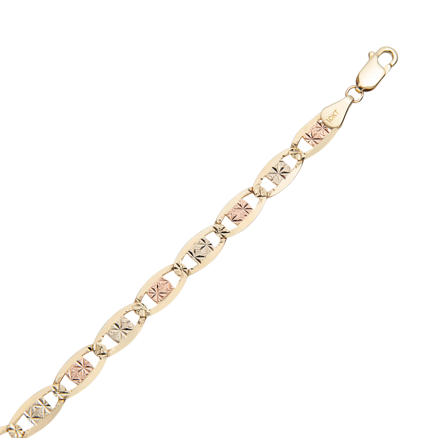 Valentino Link Chain Bracelet 10K Tri-Color Gold