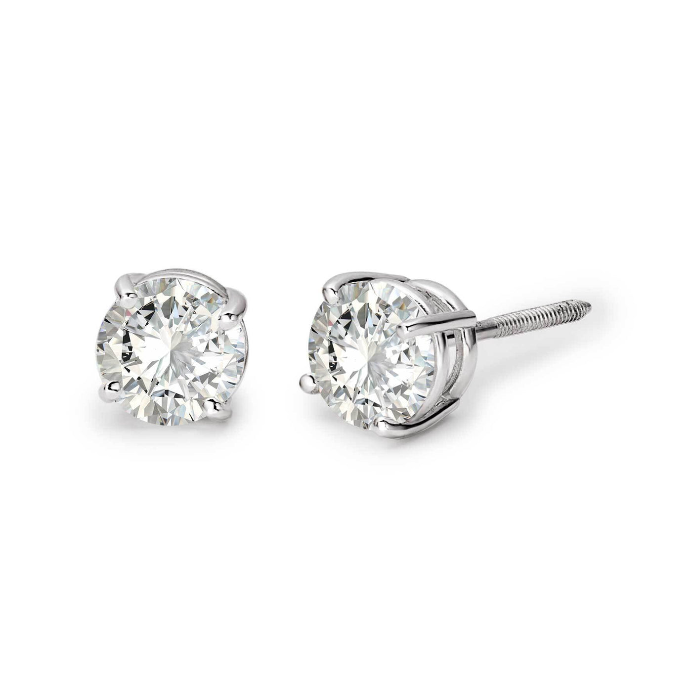 Four Prong Round-Cut Solitaire Diamond Stud Earrings 14K Gold