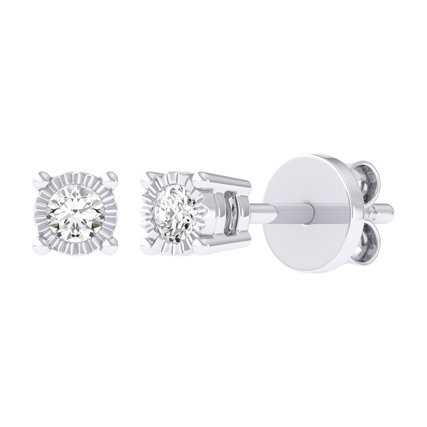 Women's Miracle Plate Solitaire Diamond Stud Earrings 14K Gold